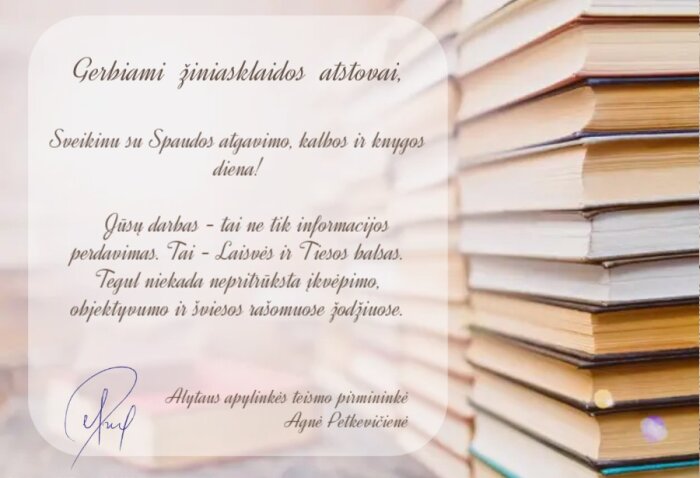 Teismo pirmininkės sveikinimas