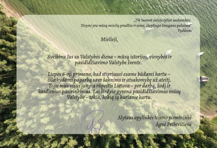 Alytaus apylinkės teismo pirmininkės sveikinimas